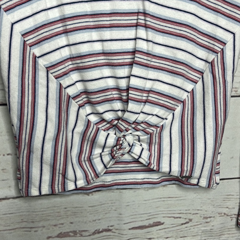 Hollister Long Sleeve Striped Ruched Front Shirt Blouse Sz Small! - Picture 2 of 6